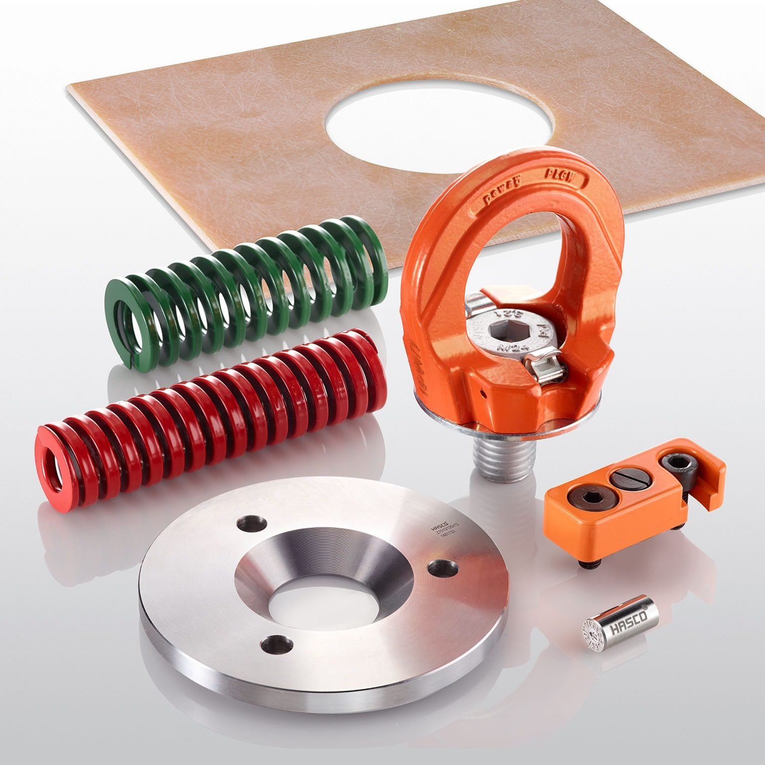 Mould accessories including springs and lifting rings